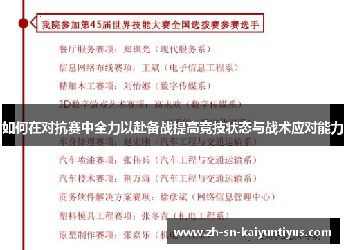 如何在对抗赛中全力以赴备战提高竞技状态与战术应对能力 如何在对抗赛中全力以赴备战提高竞技状态与战术应对能力