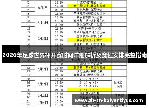 2026年足球世界杯开赛时间详细解析及赛程安排完整指南
