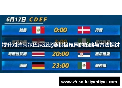 提升对阵阿尔巴尼亚比赛积极氛围的策略与方法探讨